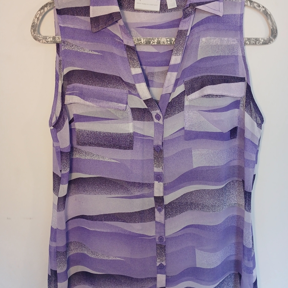 New York & Company Lavender Striped Sleeveless Blouse - Picture 6 of 6